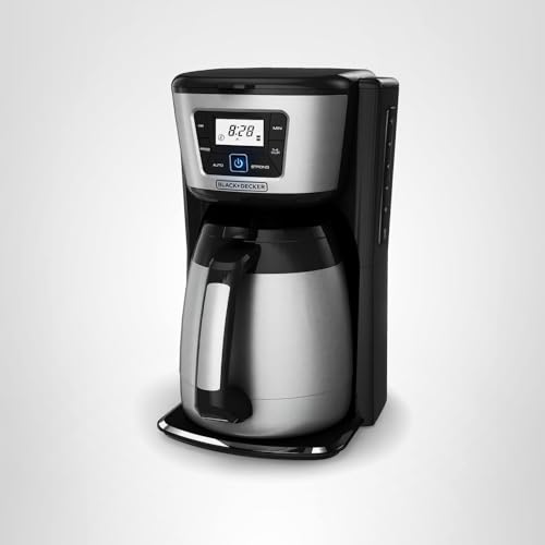 BLACK+DECKER 12 Cup Thermal Programmable Coffee Maker with Brew Strength and VORTEX Technology, Black/Steel, CM2046S