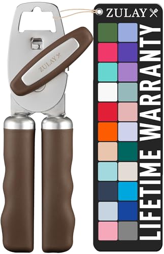 Zulay Kitchen COMFY™ Can Opener Manual with Bottle Opener - Rust Proof Stainless Steel Manual Can Opener With Turn Knob & Comfy Soft Grip Handles - Black