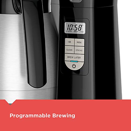 BLACK+DECKER 12 Cup Thermal Programmable Coffee Maker with Brew Strength and VORTEX Technology, Black/Steel, CM2046S