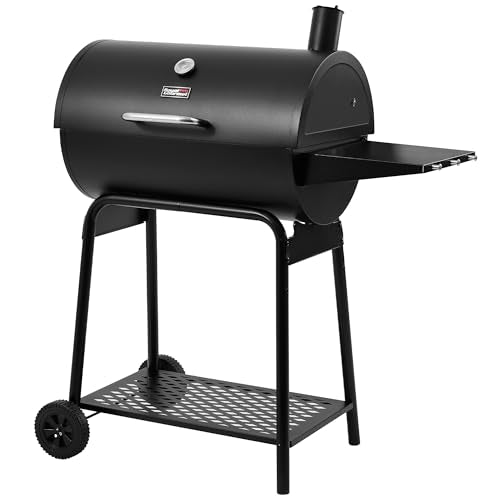 Royal Gourmet CC1830 28 Inch Barrel Charcoal Grill with Warming Rack, Outdoor BBQ Grill with 626 Sq. In. Grilling Space for Backyard, Patio and Parties, Black