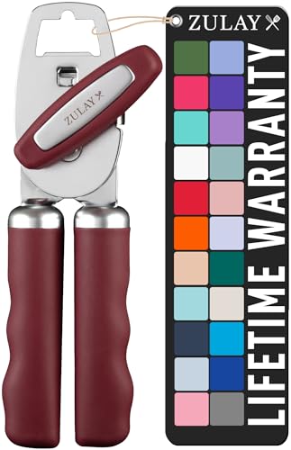 Zulay Kitchen COMFY™ Can Opener Manual with Bottle Opener - Rust Proof Stainless Steel Manual Can Opener With Turn Knob & Comfy Soft Grip Handles - Black