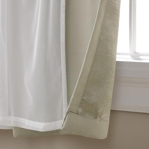 TOWN & COUNTRY LUXE Talia Double Layer Indoor Curtains, Sheer and Room Darkening Blackout, Grommet Top, Energy Efficient, 2-Pack Set, 52"x84", Rose Blush