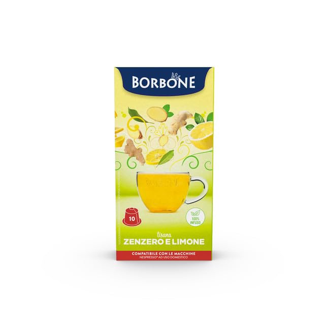 Caffè Borbone's Ginger & Lemon Herbal Tea Capsules, Compatible with Nespresso® Original Line. (6 Packs of 10)