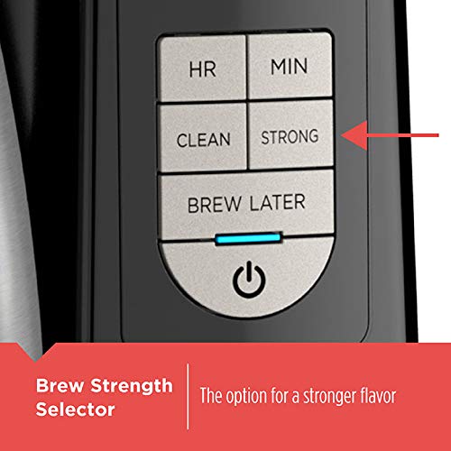 BLACK+DECKER 12 Cup Thermal Programmable Coffee Maker with Brew Strength and VORTEX Technology, Black/Steel, CM2046S