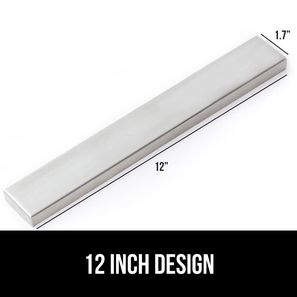 GORILLA GRIP 304 Stainless Steel Magnetic Knife Holder for Wall, Magnet Bar for Knives, Tools, Heavy Duty Metal Strip Holds Up to 6 lbs, Kitchen Home Organizer, 10 in, Non-Adhesive, Drilling Required