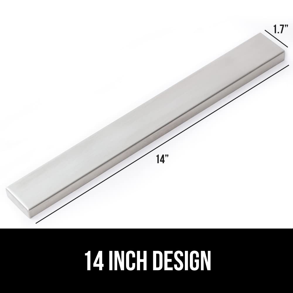 GORILLA GRIP 304 Stainless Steel Magnetic Knife Holder for Wall, Magnet Bar for Knives, Tools, Heavy Duty Metal Strip Holds Up to 6 lbs, Kitchen Home Organizer, 10 in, Non-Adhesive, Drilling Required