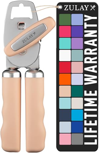 Zulay Kitchen COMFY™ Can Opener Manual with Bottle Opener - Rust Proof Stainless Steel Manual Can Opener With Turn Knob & Comfy Soft Grip Handles - Black