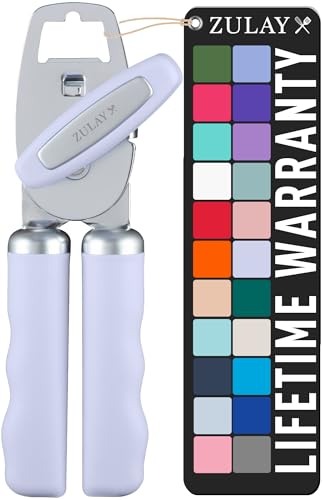 Zulay Kitchen COMFY™ Can Opener Manual with Bottle Opener - Rust Proof Stainless Steel Manual Can Opener With Turn Knob & Comfy Soft Grip Handles - Black