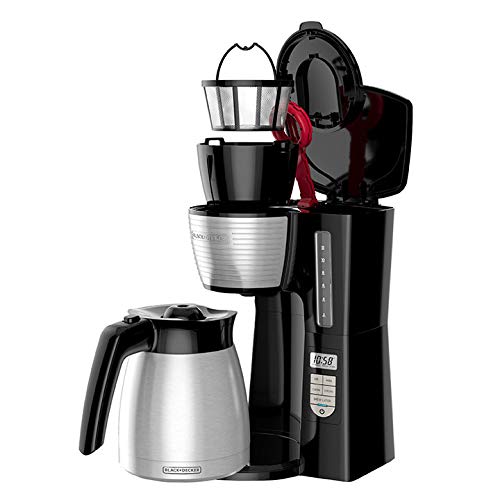 BLACK+DECKER 12 Cup Thermal Programmable Coffee Maker with Brew Strength and VORTEX Technology, Black/Steel, CM2046S