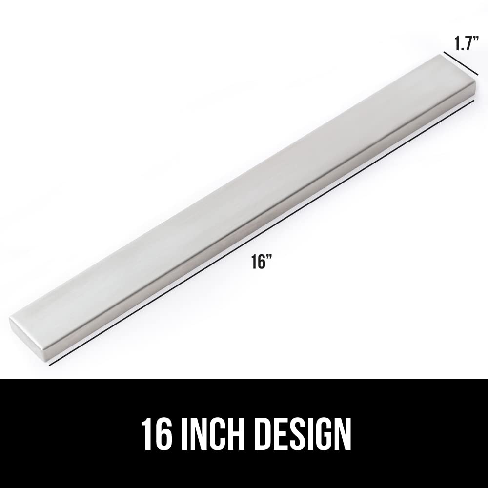 GORILLA GRIP 304 Stainless Steel Magnetic Knife Holder for Wall, Magnet Bar for Knives, Tools, Heavy Duty Metal Strip Holds Up to 6 lbs, Kitchen Home Organizer, 10 in, Non-Adhesive, Drilling Required