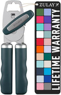 Zulay Kitchen COMFY™ Can Opener Manual with Bottle Opener - Rust Proof Stainless Steel Manual Can Opener With Turn Knob & Comfy Soft Grip Handles - Black