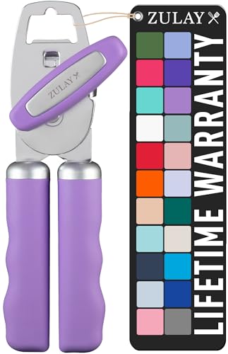 Zulay Kitchen COMFY™ Can Opener Manual with Bottle Opener - Rust Proof Stainless Steel Manual Can Opener With Turn Knob & Comfy Soft Grip Handles - Black