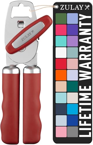 Zulay Kitchen COMFY™ Can Opener Manual with Bottle Opener - Rust Proof Stainless Steel Manual Can Opener With Turn Knob & Comfy Soft Grip Handles - Black