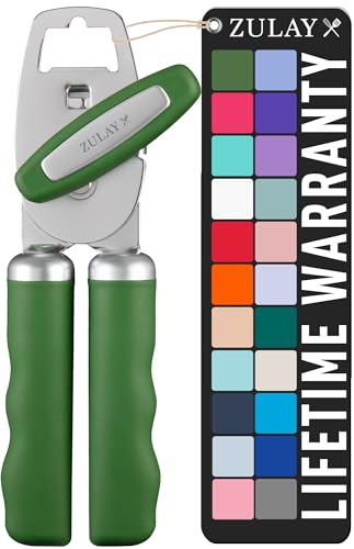 Zulay Kitchen COMFY™ Can Opener Manual with Bottle Opener - Rust Proof Stainless Steel Manual Can Opener With Turn Knob & Comfy Soft Grip Handles - Black
