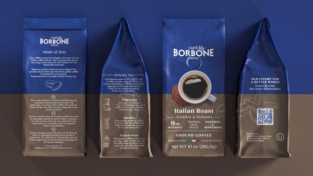 Caffè Borbone Ground Coffee, Crema Classica, Premium Coffee Blend, Full-Bodied, Balanced, Creamy and Smooth Taste, Made in Italy - 8.8 ounce (Pack of 4)