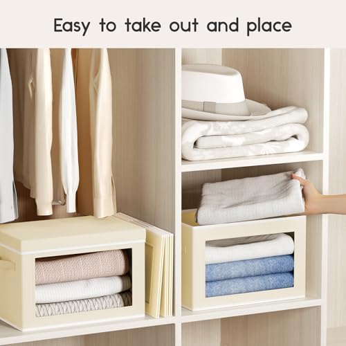 Homsorout 3 Pack & 6 Pack Storage Bins with Lids - Fabric Storage Boxes with Lids, Collapsible Storage Bins with Window, Decorative Closet Organizers and Storage for Clothes, Towels, Books