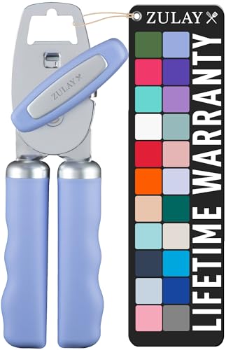 Zulay Kitchen COMFY™ Can Opener Manual with Bottle Opener - Rust Proof Stainless Steel Manual Can Opener With Turn Knob & Comfy Soft Grip Handles - Black