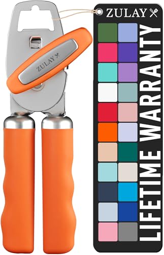 Zulay Kitchen COMFY™ Can Opener Manual with Bottle Opener - Rust Proof Stainless Steel Manual Can Opener With Turn Knob & Comfy Soft Grip Handles - Black