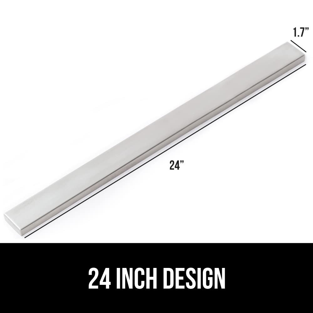 GORILLA GRIP 304 Stainless Steel Magnetic Knife Holder for Wall, Magnet Bar for Knives, Tools, Heavy Duty Metal Strip Holds Up to 6 lbs, Kitchen Home Organizer, 10 in, Non-Adhesive, Drilling Required