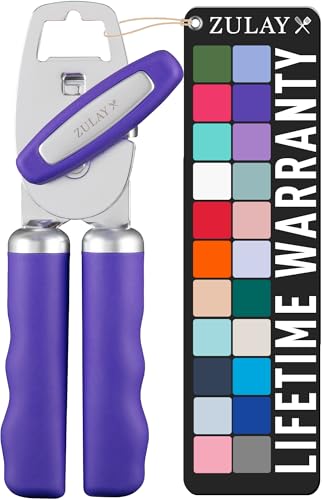 Zulay Kitchen COMFY™ Can Opener Manual with Bottle Opener - Rust Proof Stainless Steel Manual Can Opener With Turn Knob & Comfy Soft Grip Handles - Black