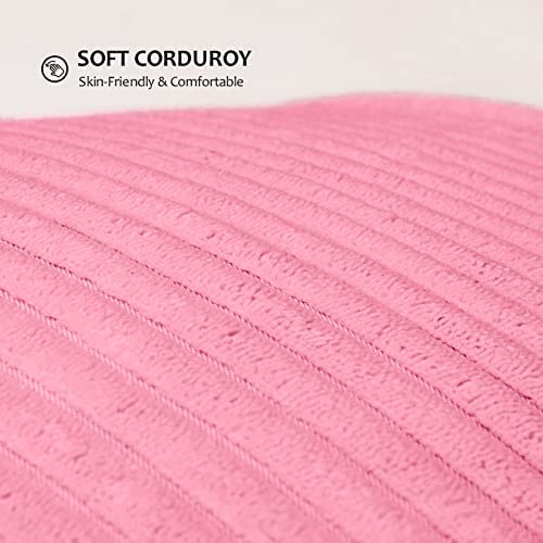 Topfinel Pink Throw Pillows Covers 18 x 18 Set of 2 for Couch Living Room,Splicing Corduroy Wide-Brimmed Decorative Cushion Covers,Rustic Farmhouse Pillowase for Girl's Bedroom Bed Sofa,Baby Pink