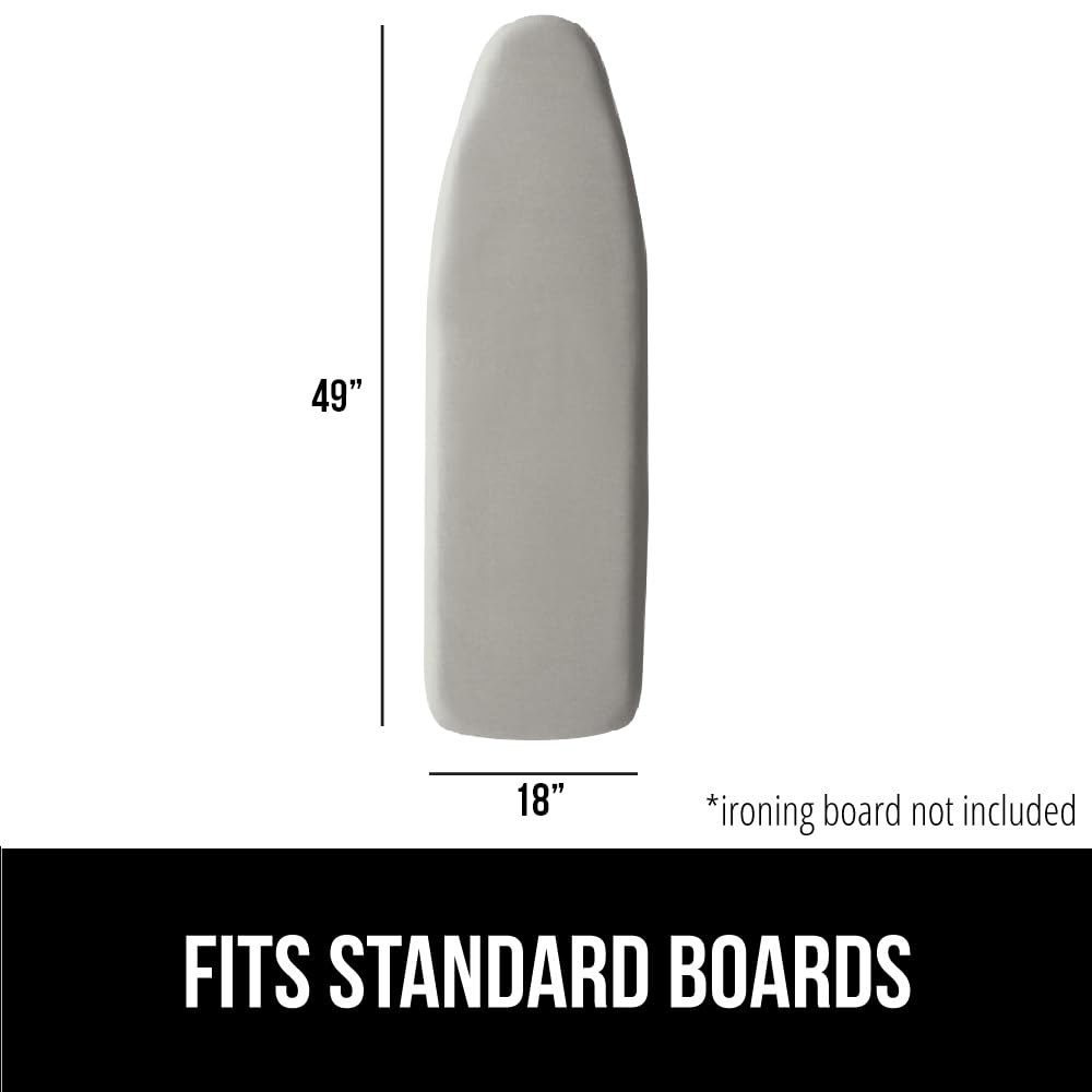 GORILLA GRIP The Original Ironing Board Cover and Pad, Silicone Coating, Thick Scorch Resistant Padding, Heavy Duty Iron Covers Standard Boards, Hook and Loop Fastener Strap, Silver, 15x54
