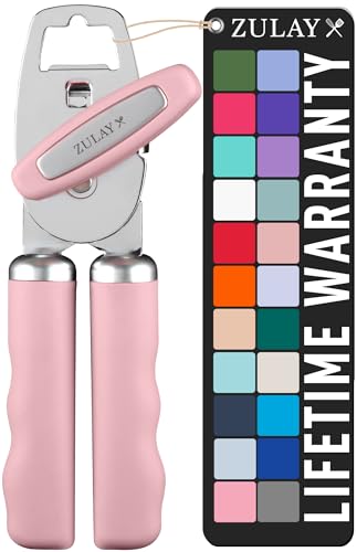 Zulay Kitchen COMFY™ Can Opener Manual with Bottle Opener - Rust Proof Stainless Steel Manual Can Opener With Turn Knob & Comfy Soft Grip Handles - Black
