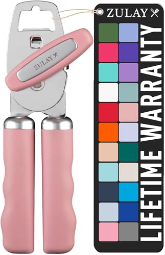 Zulay Kitchen COMFY™ Can Opener Manual with Bottle Opener - Rust Proof Stainless Steel Manual Can Opener With Turn Knob & Comfy Soft Grip Handles - Black