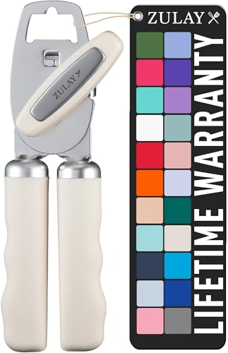 Zulay Kitchen COMFY™ Can Opener Manual with Bottle Opener - Rust Proof Stainless Steel Manual Can Opener With Turn Knob & Comfy Soft Grip Handles - Black