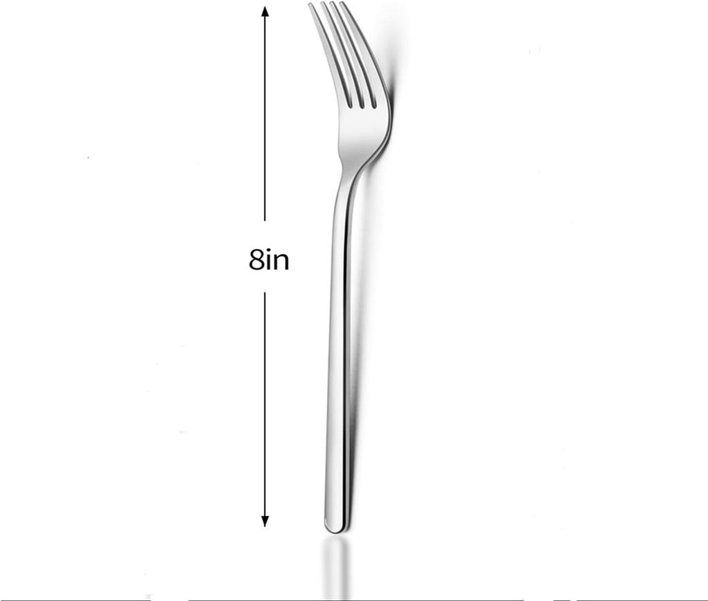KINGSTONE 8-Inch 18/10 Stainless Steel Dinner Forks Set of 12 and Stainless Steel Dinner Knives Set of 12, Forks and Dinner Knives for Home, Kitchen & Restaurant, Dishwasher Safe