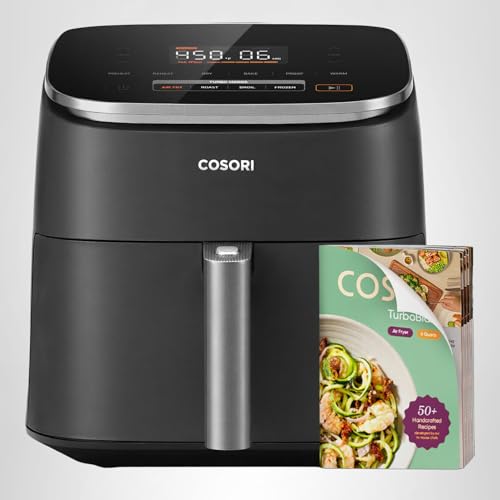 Cosori 9-in-1 TurboBlaze Air Fryer 6 Qt, PFAS-Free Ceramic Coating, 90°–450°F, Precise Heating for Even Results, Air Fry, Roast, Bake, Broil, Dry, Frozen, Proof, Reheat, Keep Warm, 120V, Dark Gray
