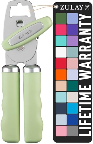 Zulay Kitchen COMFY™ Can Opener Manual with Bottle Opener - Rust Proof Stainless Steel Manual Can Opener With Turn Knob & Comfy Soft Grip Handles - Black