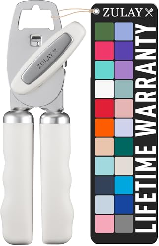 Zulay Kitchen COMFY™ Can Opener Manual with Bottle Opener - Rust Proof Stainless Steel Manual Can Opener With Turn Knob & Comfy Soft Grip Handles - Black