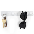 Key Holder for Wall, Black Key Rack with 4 Key Hooks to Hang Keyrings, Dog Leash, Umbrella, Sunglasses – Key Hanger with Mounting Hardware for Glass, Tile and Wood (10.9” x 1.4” x 1.0”) (White)