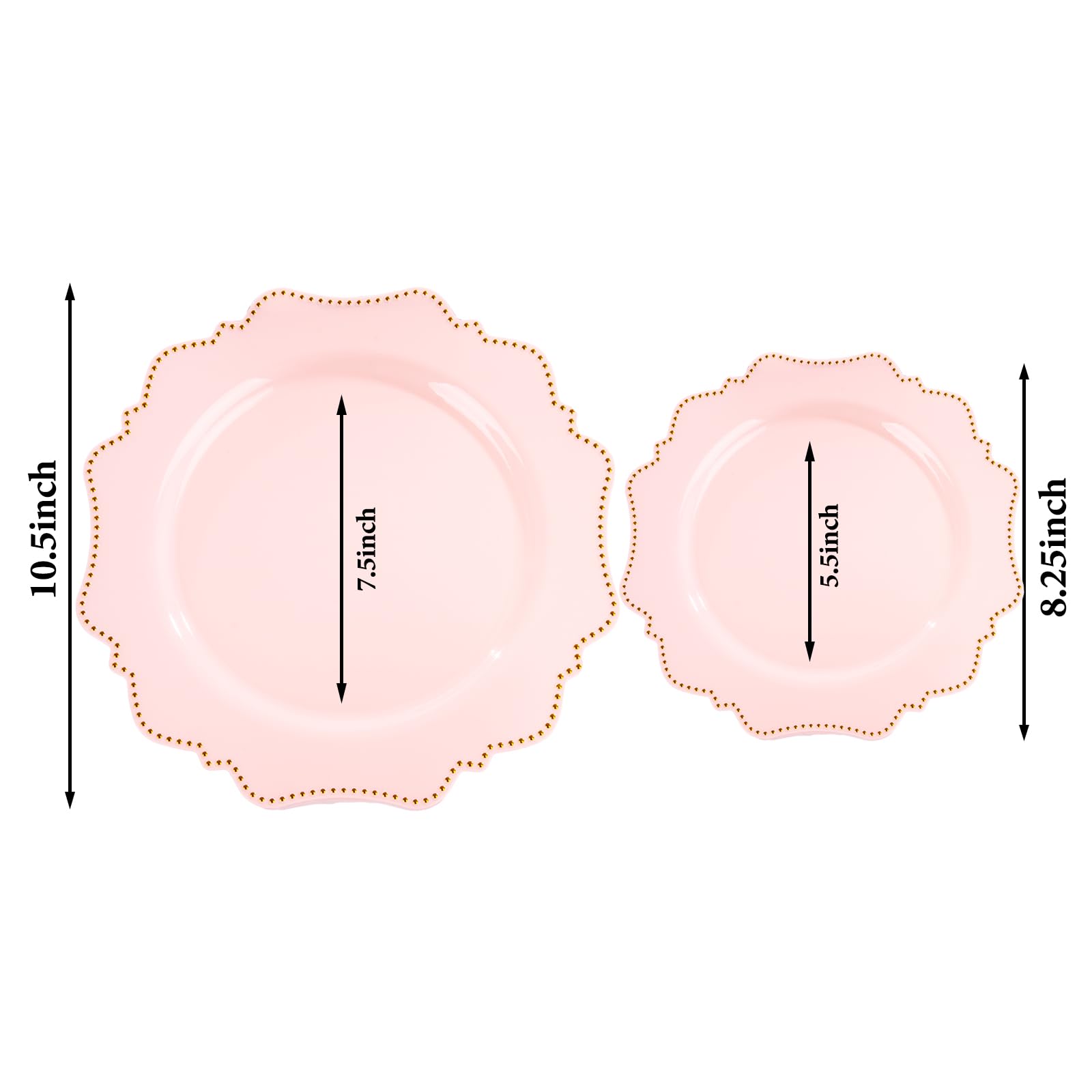 COLOSUS 60PCS White Plastic Plates for 30 guests-Fancy Plastic Beaded Plates,Plastic Plates for Party, Elegant White plates,Include 30 PCS 10.5" Dinner plates & 30PCS 8.25" Dessert plates for easter