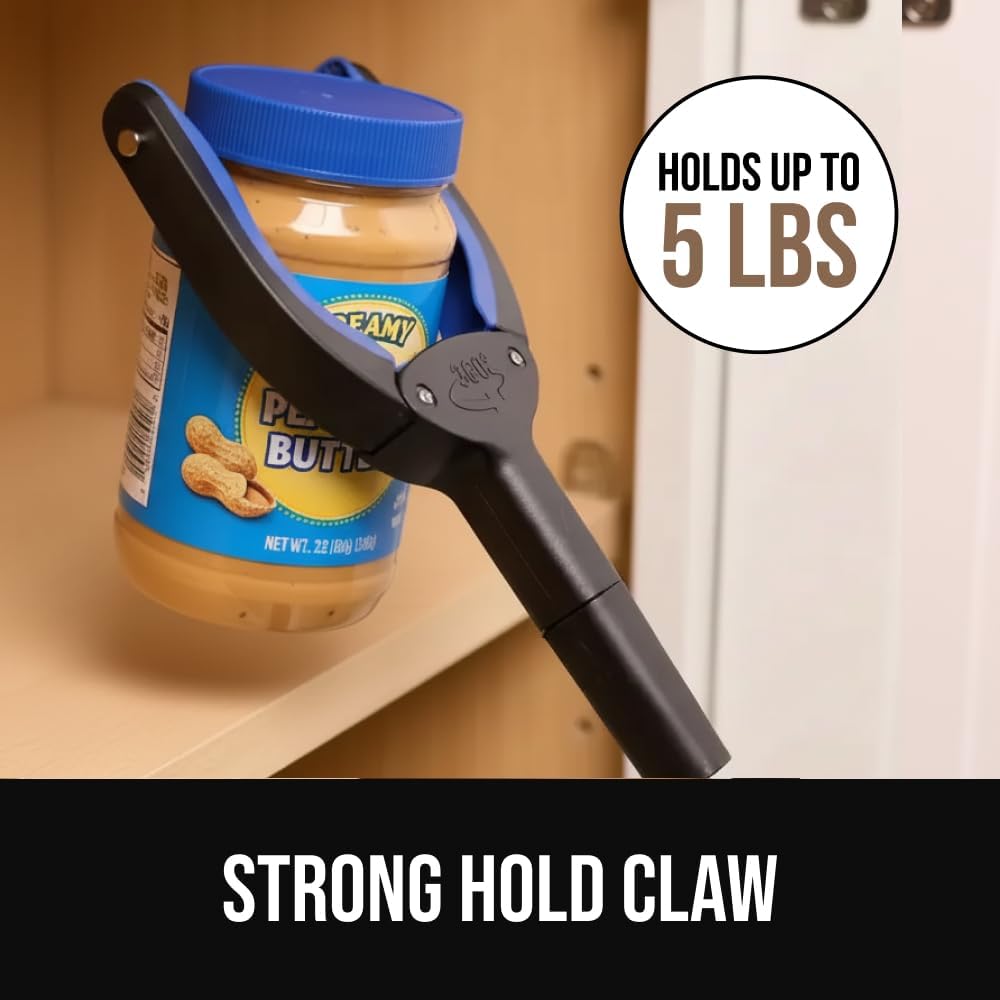 GORILLA GRIP Strong Rubber Lined Claw Grabber, Ergonomic Anti-Slip Reacher Tool for Seniors, 360 Magnetic Rotating Head Reaching Pick Up Stick, Foldable Trash Picker, Handicap Gripper, Blue