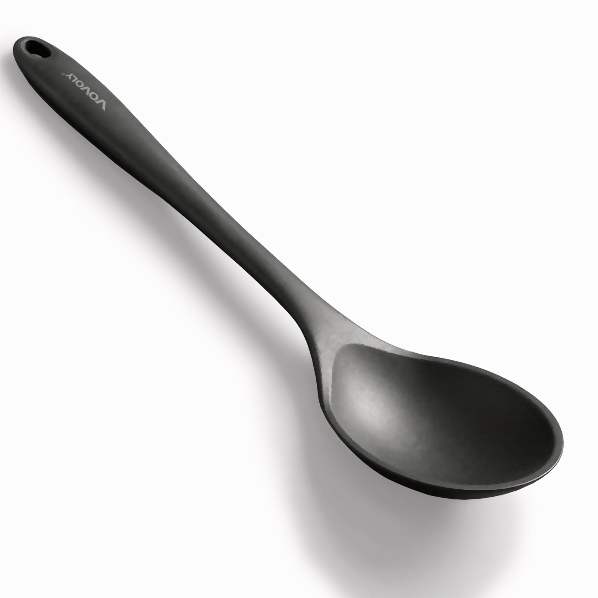 Silicone Spoons for Cooking - Extra Large Kitchen Spoons for Mixing, Serving, & Stirring - 600°F Heat-Resistant Non Stick Utensils Ladle & Skimmer- Dishwasher Safe, Black