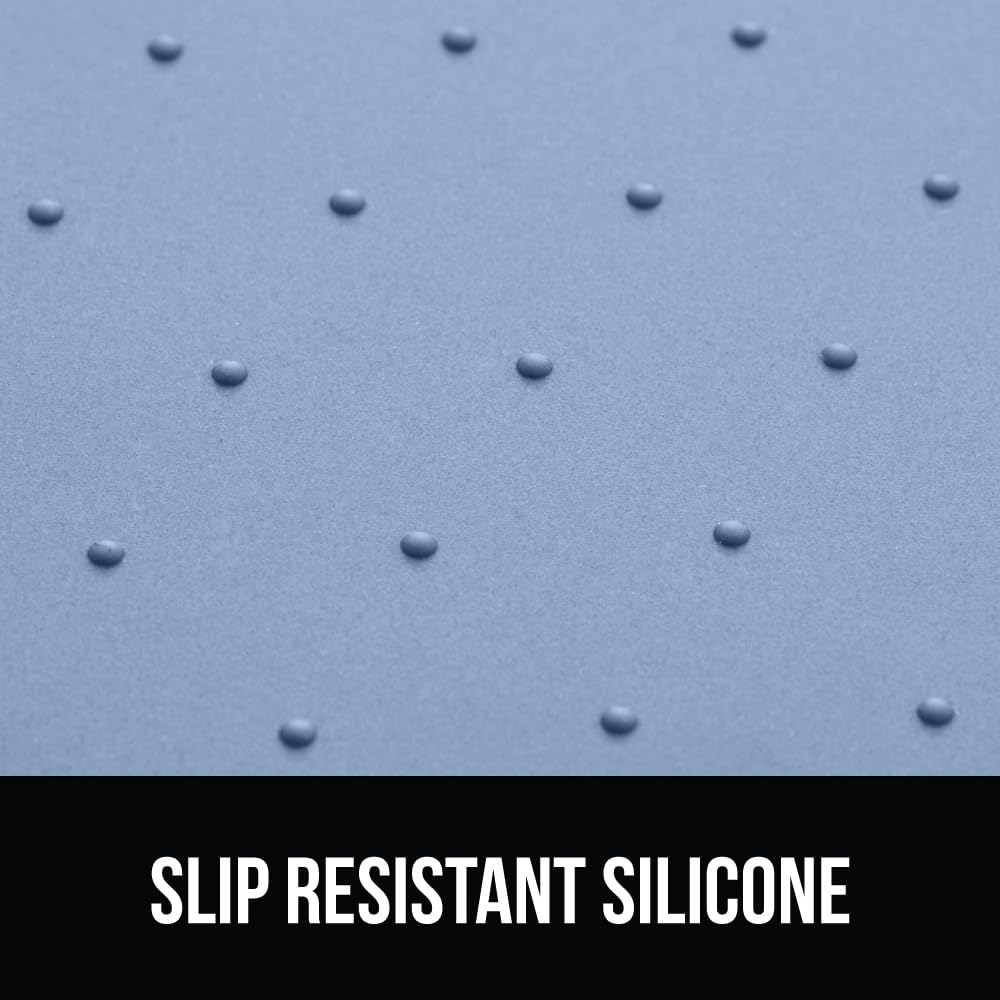 GORILLA GRIP 100% Waterproof Raised Edge BPA Free Silicone Pet Feeding Mat, Dog Cat Food Mats Contain Spills Protects Floors, Placemats for Cats and Dogs Water Bowl, Pets Accessories 18.5x11.5 Gray