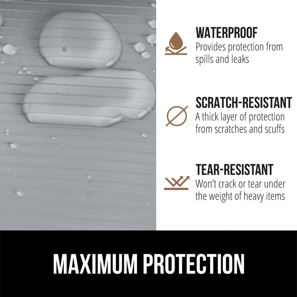 GORILLA GRIP DuraGuard Shelf Liner, Non-Adhesive Cabinet Liners for Kitchen Drawers, Shelves, Refrigerator, Pantry Storage, Bathroom Closet, Durable Waterproof BPA Free Ribbed Plastic, 12x20 Clear