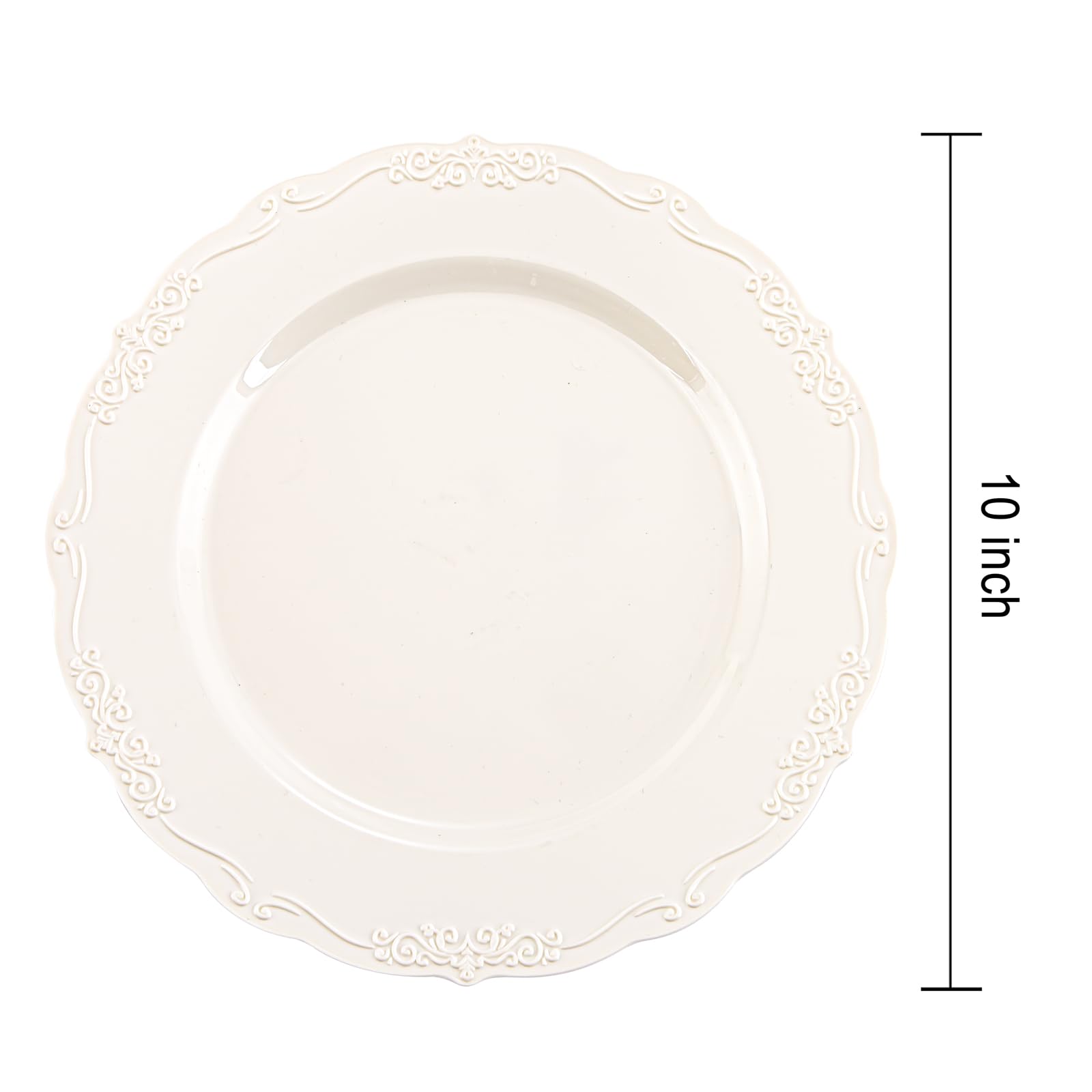DaYammi 60PCS White Plastic Plates, Heavy Duty White Disposable Plates Premium 10inch Dinner Plates Hard Plastic Plates Disposable for Party Wedding Bridal Shower