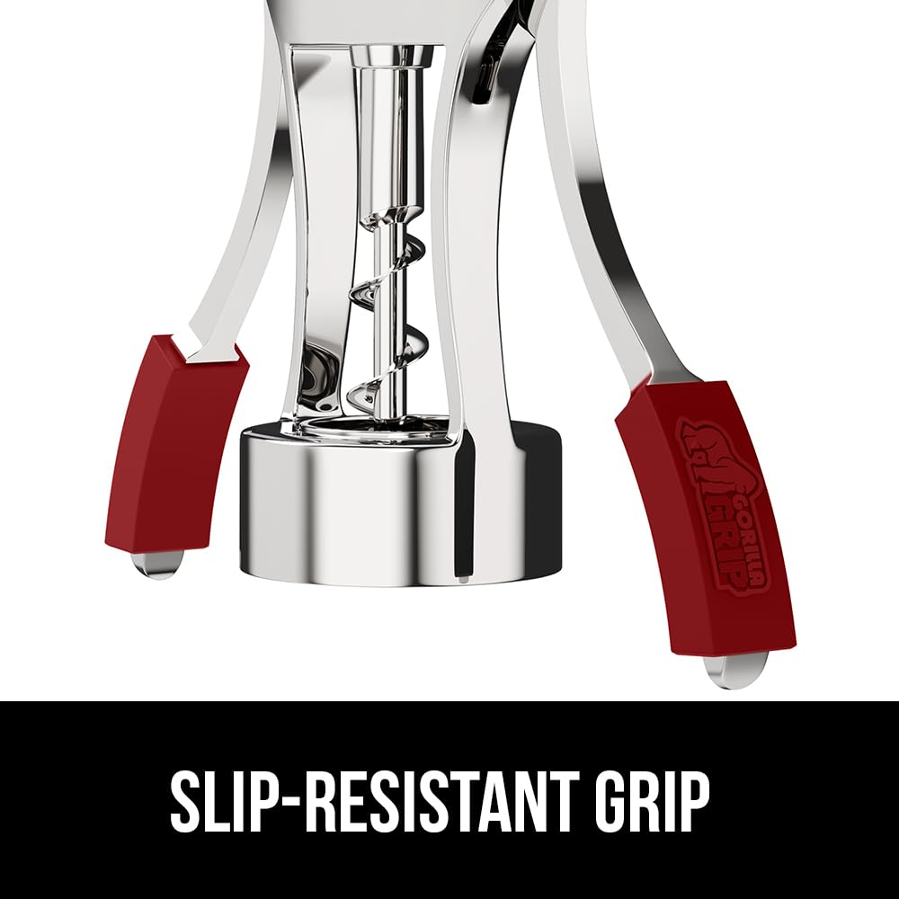 GORILLA GRIP BPA-Free Premium Wine Opener, Easy to Use Smooth Zinc Alloy Wing Corkscrew, Multifunctional Bottle Openers Remove Corks, Caps, Sharp Cork Screw, Dishwasher Safe, Bar Essentials, Black