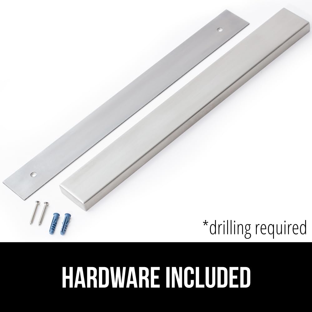 GORILLA GRIP 304 Stainless Steel Magnetic Knife Holder for Wall, Magnet Bar for Knives, Tools, Heavy Duty Metal Strip Holds Up to 6 lbs, Kitchen Home Organizer, 10 in, Non-Adhesive, Drilling Required