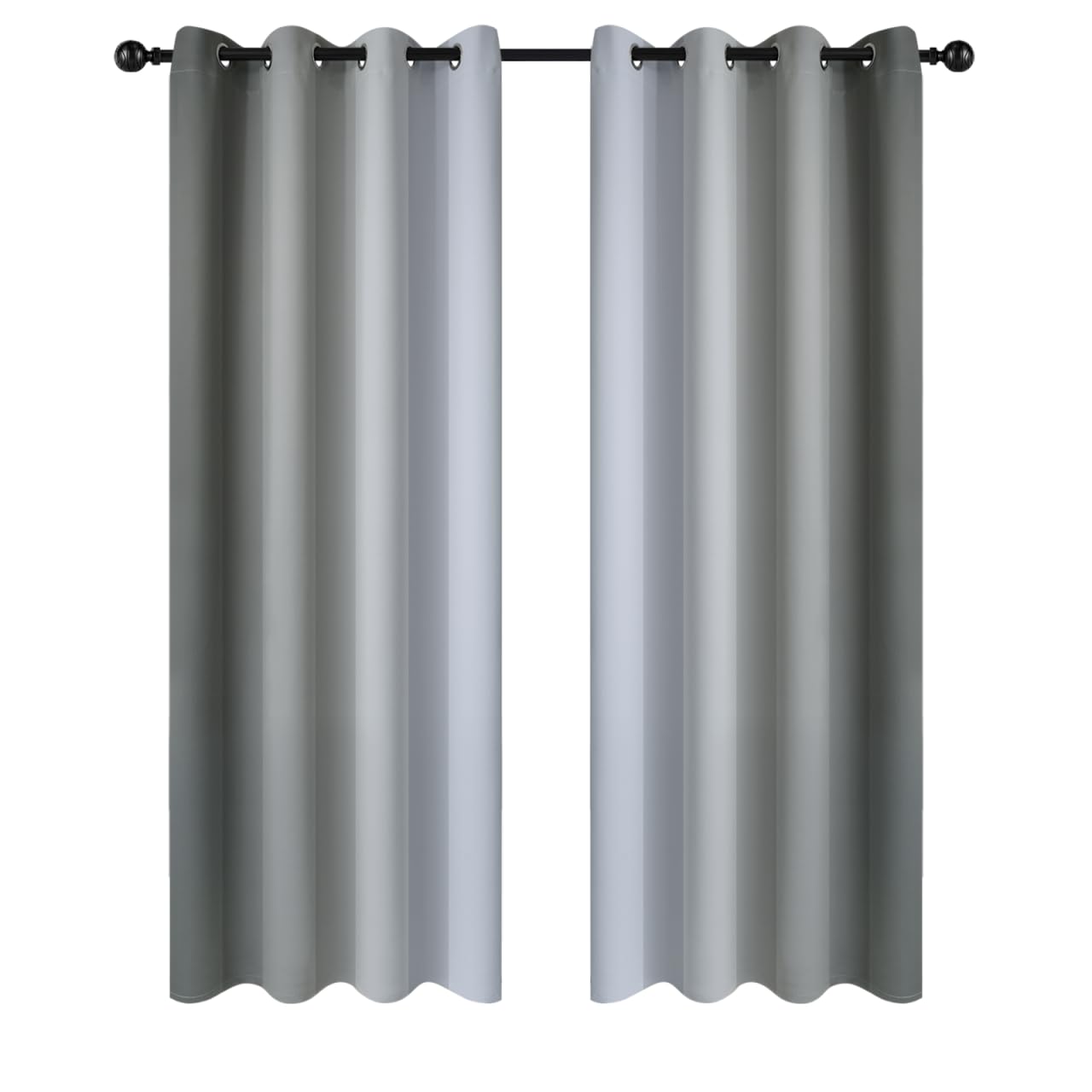 Yakamok Blue and Greyish White Ombre Curtains, Room Darkening Gradient Color Curtains for Bedroom, Light Blocking Thermal Insulated Window Drapes for Living Room(2 Panels, 52x84 Inch)