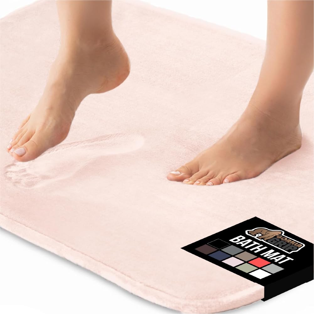GORILLA GRIP Memory Foam Bath Rugs, Soft Absorbent Velvet Bathroom Mats, Durable Dots on Underside, Machine Washable Bathmat, Carpet Rug Room Decor for Shower Floor, 24x17 Mat, Graphite Gray