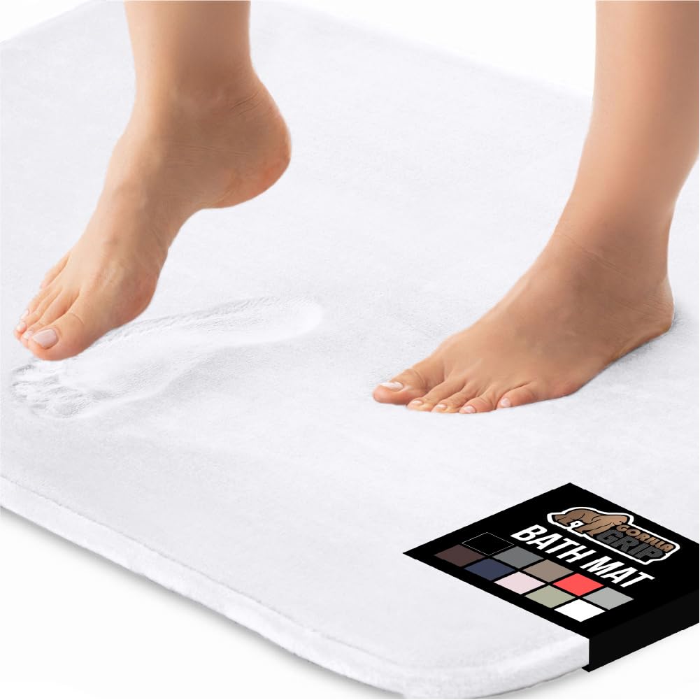 GORILLA GRIP Memory Foam Bath Rugs, Soft Absorbent Velvet Bathroom Mats, Durable Dots on Underside, Machine Washable Bathmat, Carpet Rug Room Decor for Shower Floor, 24x17 Mat, Graphite Gray