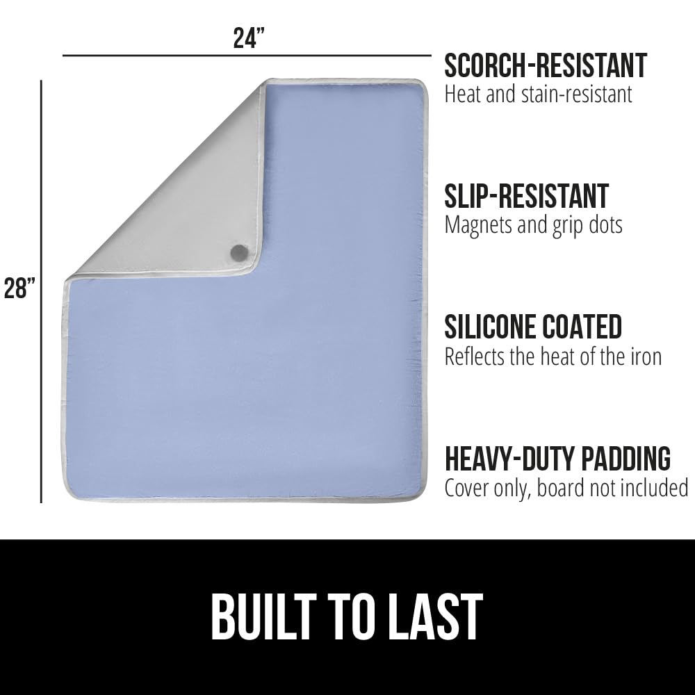 GORILLA GRIP The Original Ironing Board Cover and Pad, Silicone Coating, Thick Scorch Resistant Padding, Heavy Duty Iron Covers Standard Boards, Hook and Loop Fastener Strap, Silver, 15x54