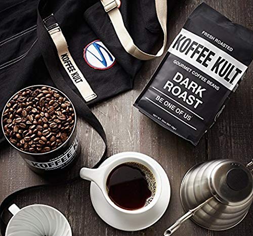 Koffee Kult Dark Roast Whole Bean Coffee - Small Batch 100% Arabica Gourmet Blend, Smooth and Well Balanced Artisan Roasted in 32oz Resealable Package