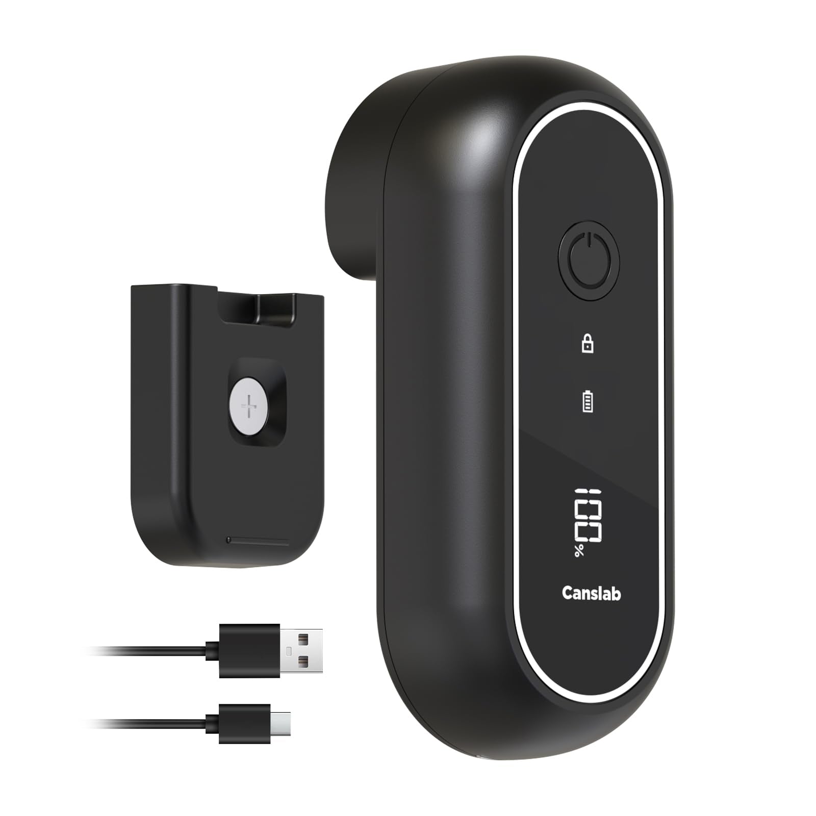Canslab Turbo Rechargeable Can Opener - Professional Grade Blade, Auto-Stop, LED Battery Life Display, Wall-mountable, Side Cut Electric Can Opener for Smooth Edge, Hands-free Operation,USB-C Charging