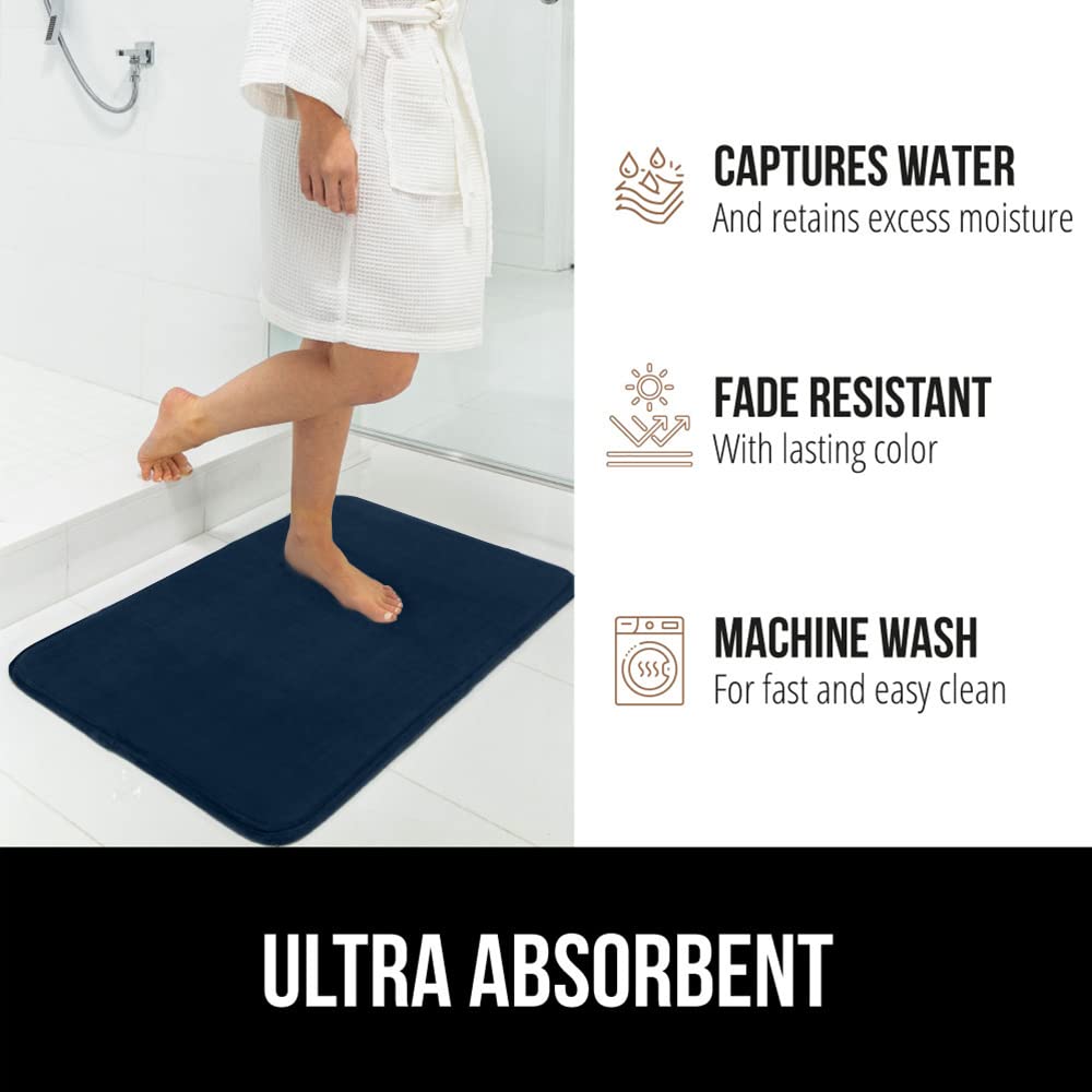 GORILLA GRIP Memory Foam Bath Rugs, Soft Absorbent Velvet Bathroom Mats, Durable Dots on Underside, Machine Washable Bathmat, Carpet Rug Room Decor for Shower Floor, 24x17 Mat, Graphite Gray