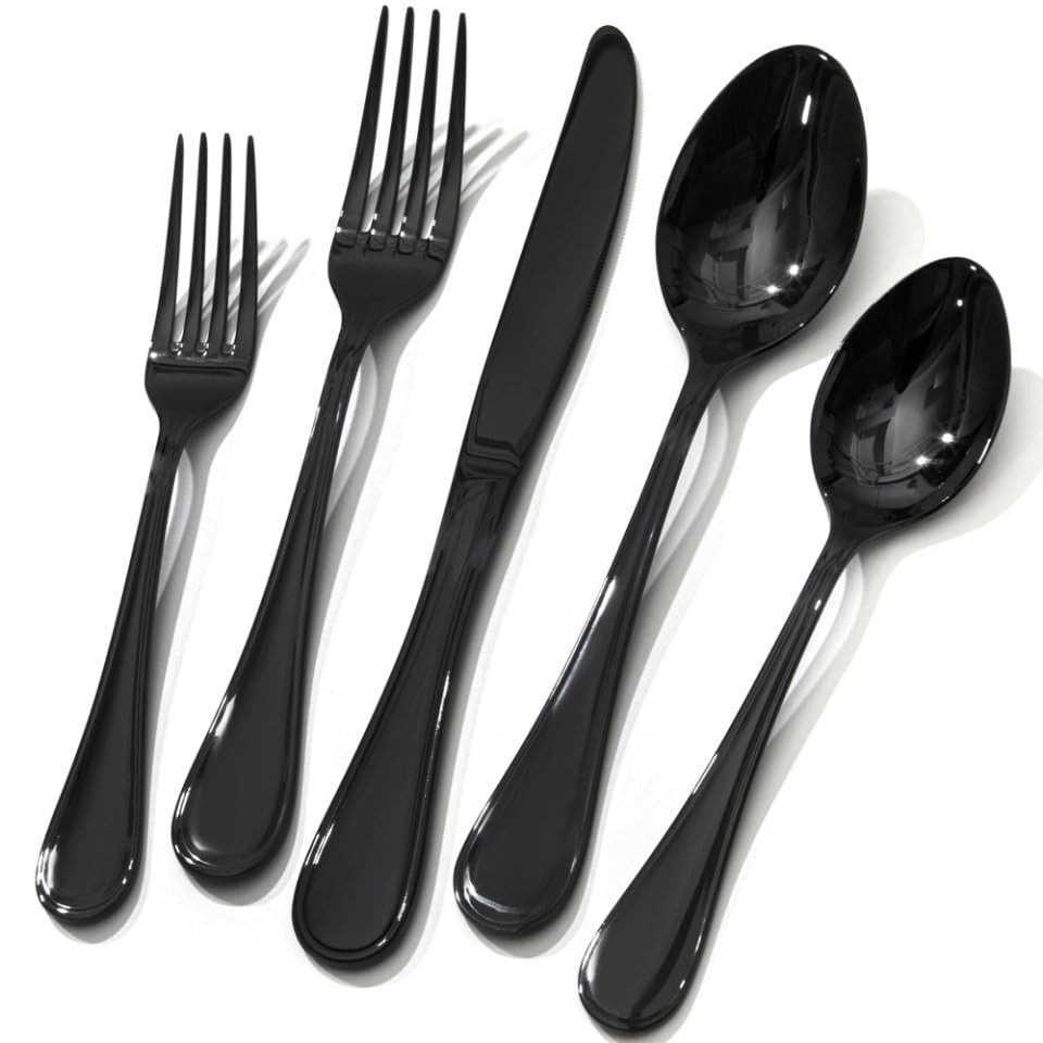KINGSTONE 20 Piece Teardrop Silverware Set for 4, 18/10 Stainless Steel Flatware Set, Modern Design Cutlery Set for Home/Hotel/Wedding,Mirror Polished and Dishwasher Safe